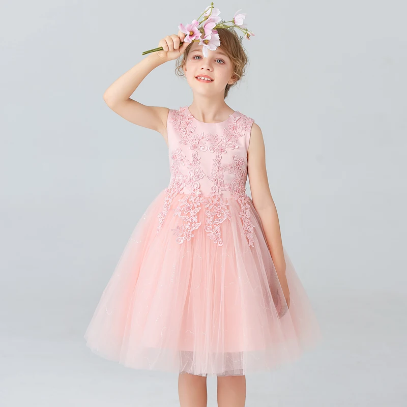 M683 Girls' Short Summer Wedding Dress Fluffy Mesh Princess Medium Size Children's Clothing June 1st  Performance