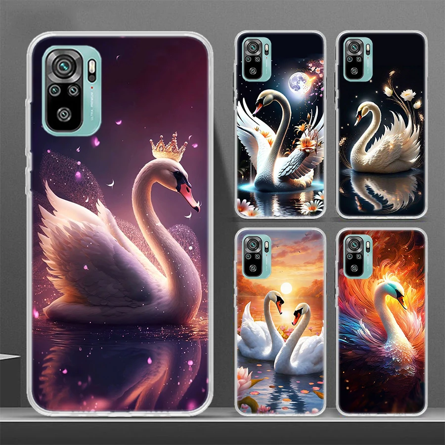 White Swan Grace Art Soft Phone Case for Xiaomi Redmi Note 13 12S 12 11S 11 11T 11E 10S 10 Pro Plus 9S 9 8T 8 Cover Coque Shell