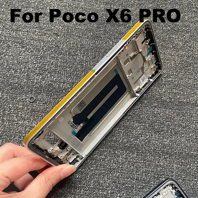 For Xiaomi Poco X6 Pro 5G LCD Front Bezel Middle Frame Faceplate Housing Chassis + Buttons Smartphone Repair Parts