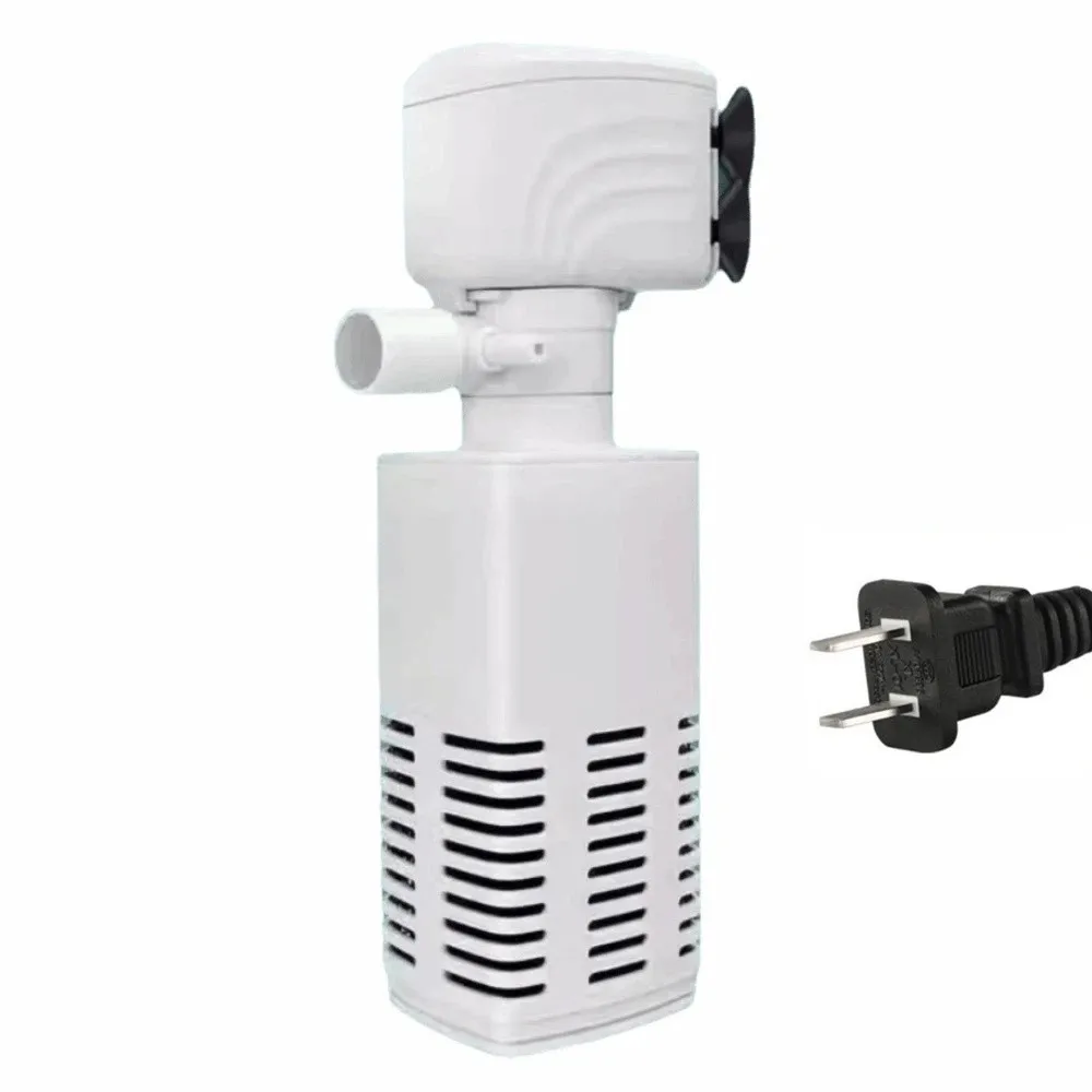 

3 in 1 Aquarium Filter Pump Silent Operation Adjustable Flow Water Filter Pump Built-in Filter Plastic Submersible Filter
