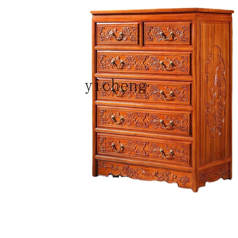 ZC Solid Wood Camphor Wood Chest of Drawers Chest of Drawer Chinese Bedroom Rosewood Storage Cabinet