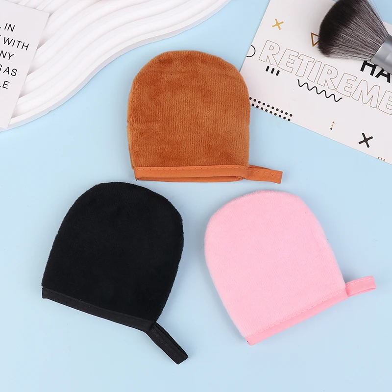 Self Tanning Mitt ถุงมือ Reusable Body Face เครื่องมือทําความสะอาดกลับ Applicator ทําความสะอาดร่างกาย Exfoliating Removal Mitt