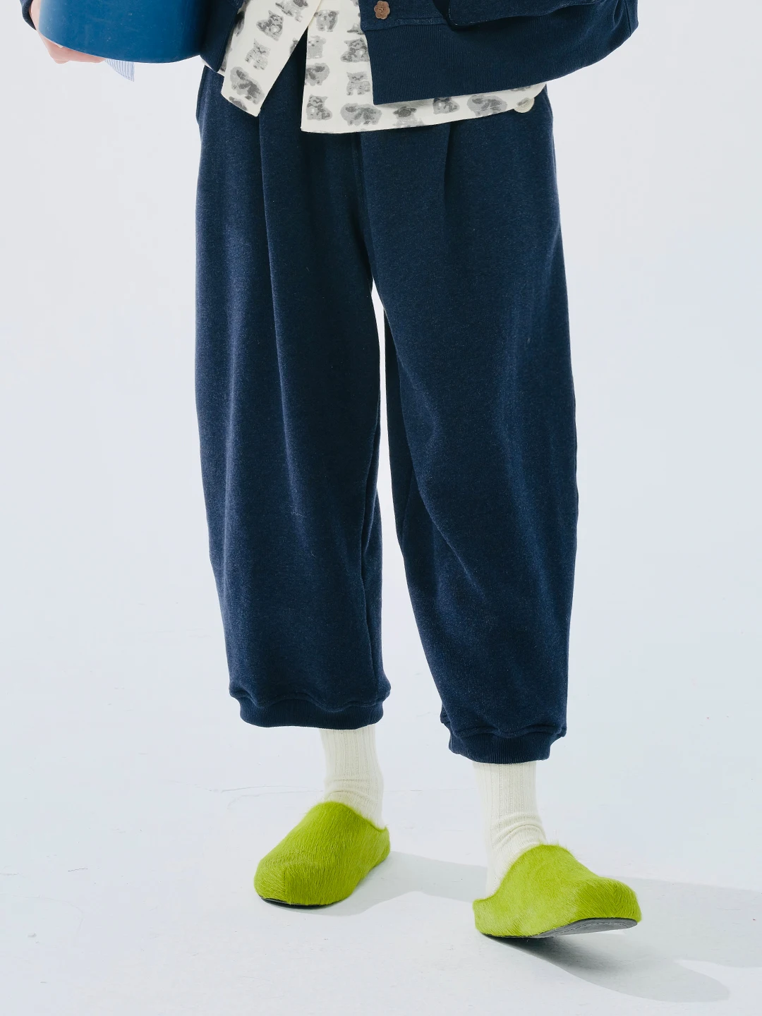 

imakokoni 2024 spring original pure cotton blue-dyed knitted radish pants 244490