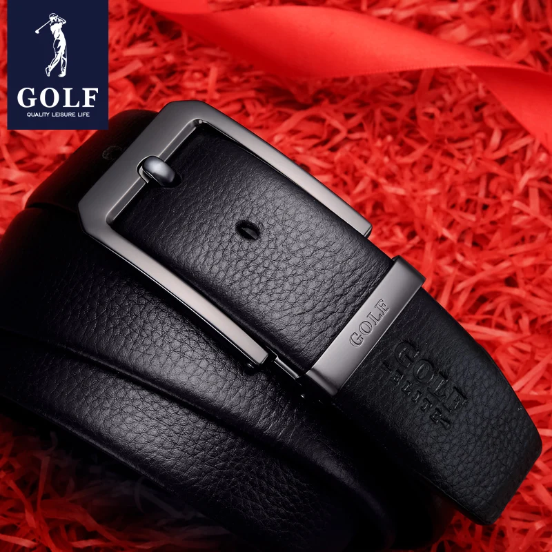 GOLF Men's Genuine Leather Needle Buckle Youth Belt, Simple and Casual, Trendy Top layer Cowhide Pants with Men's Belt, Business