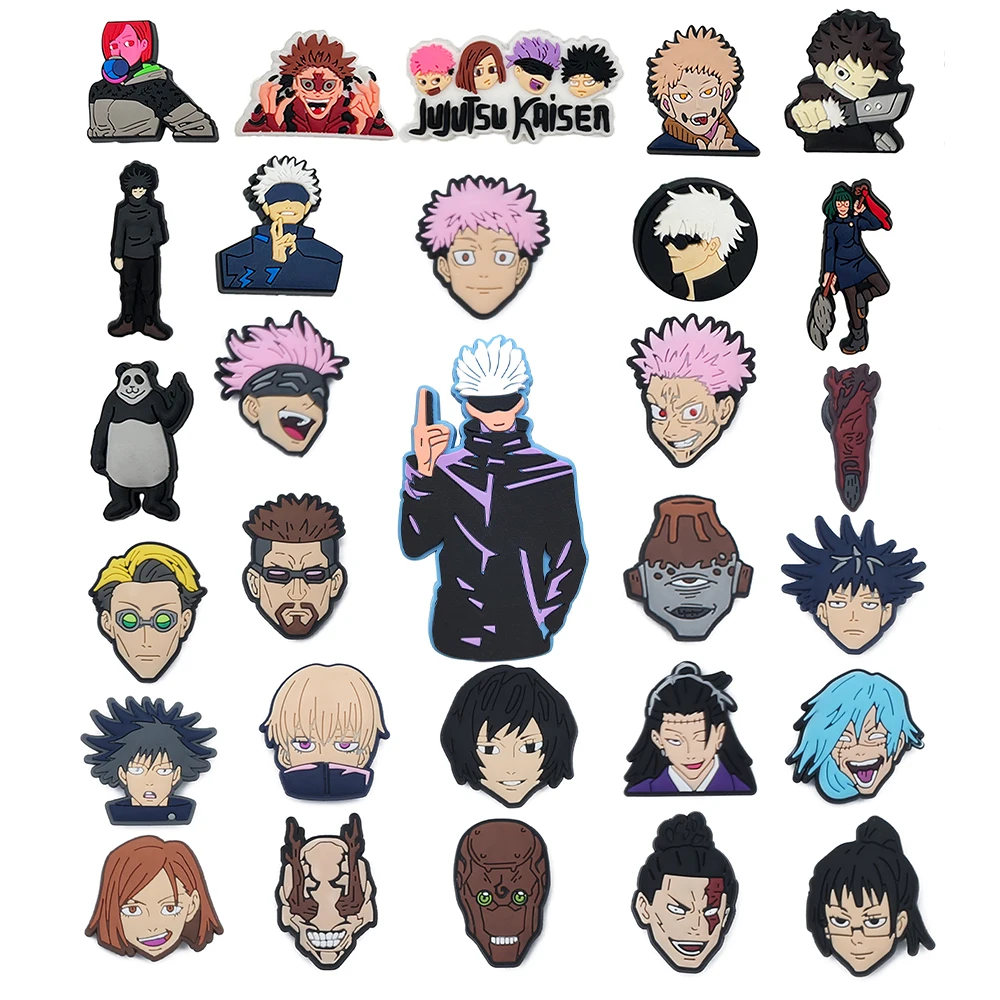 10-200 Stück Manga-Schuh-Charms Zubehör Orange Jujutsu Kaisen Schuhdekoration Krallen-Fischgräten-Clog-Pin für Männer und Mädchen Geschenk