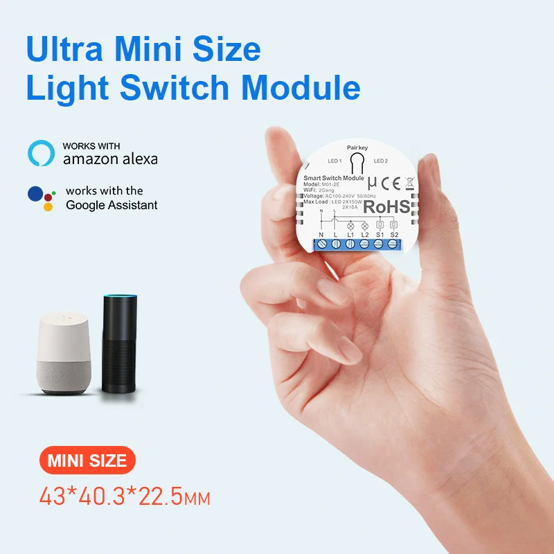 Mini Tuya Wifi Switch Module Smart Light Switch 10A 100-240V DIY Breaker Switches Power Monitoring Intelligent Home Automation