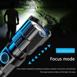 LED High-Power Flashlight Lighting Long Standby Time Camping Retractable Fashlight USB Rechargeable Bright Zoom Spotlight K6Q1