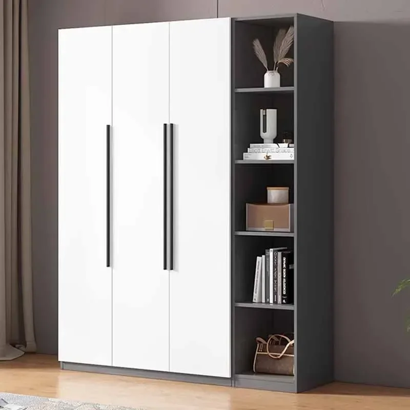 Wooden Wardrobe, Dustproof Cabinet, Cabinet with Clothes Drying Pole, Multiple Sizes Can Be Selected, Home Bedroom Wardrobe image 4