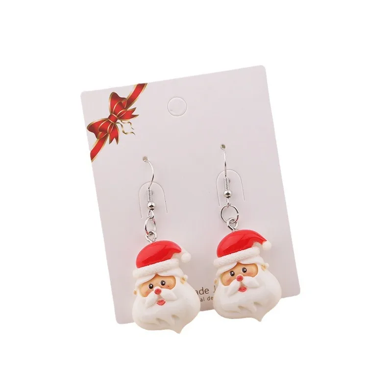 Fun and Cute Style Multi Colored Resin Christmas Element Earring UNISEX  Snowy Atmosphere Home Friends Gathering Jewelry Earring