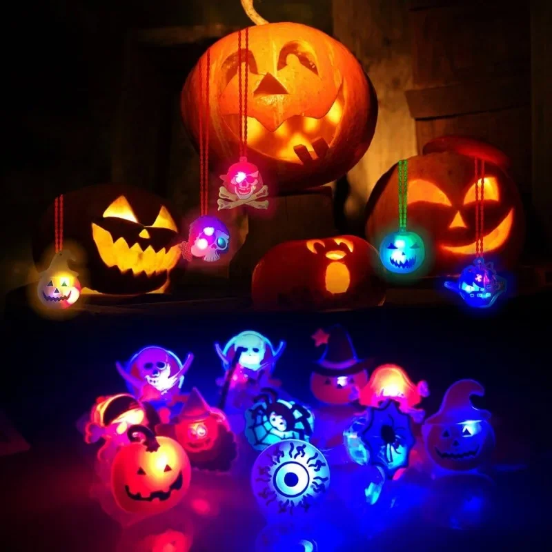 Wholesale Halloween Luminous Rings Creative Pumpkin Ghost Eye Ghost Pirate Spider Web Children Toys Halloween Flash Finger Rings