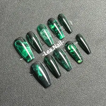 Zmijozelská manikúra nehty kočičí oči film kampus nehtové umění brnění cosplay rekvizity šperky kreslený tisk dekorace dívčí narozeninový dárek 12 nejlepší prodej Samolepka na nehty s motivem Harryho Pottera - №7