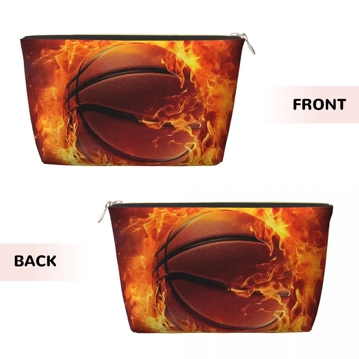 Custom Basketball Fire Travel Cosmetic Bag Women Toiletry Makeup Organizer Ladies Beauty Storage Dopp Kit