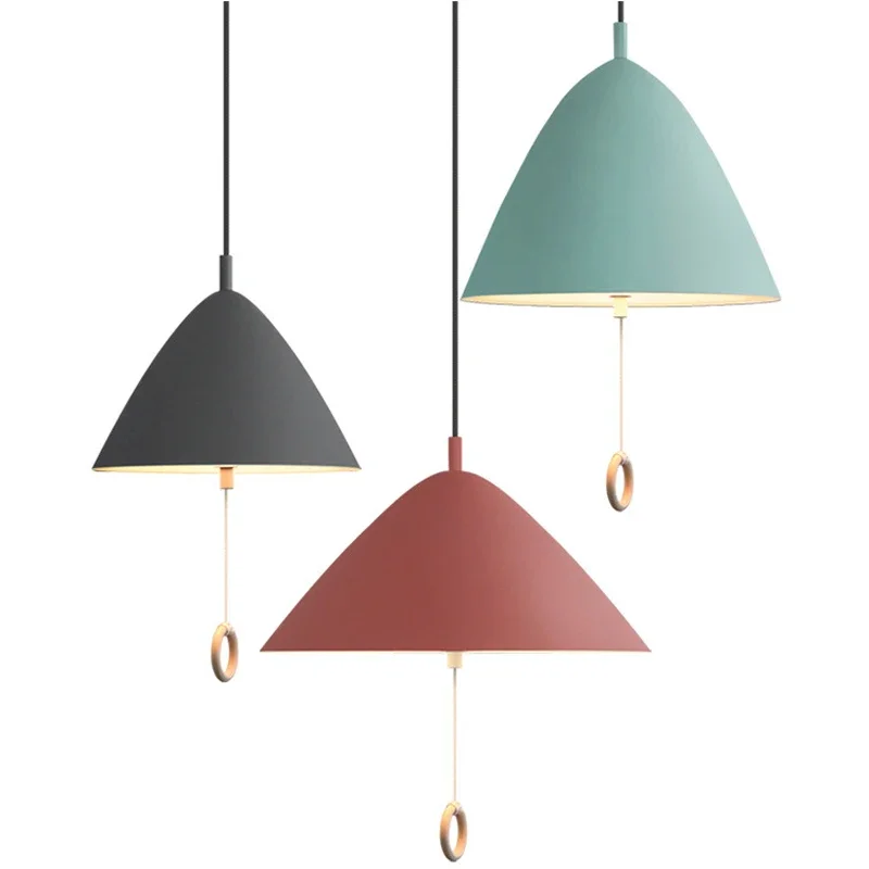 

Danish Pendant Lamp Macaron Suspension Chandelier Dinning Room Bedroom Ceiling Hanging Pull Switch Light Fixtures