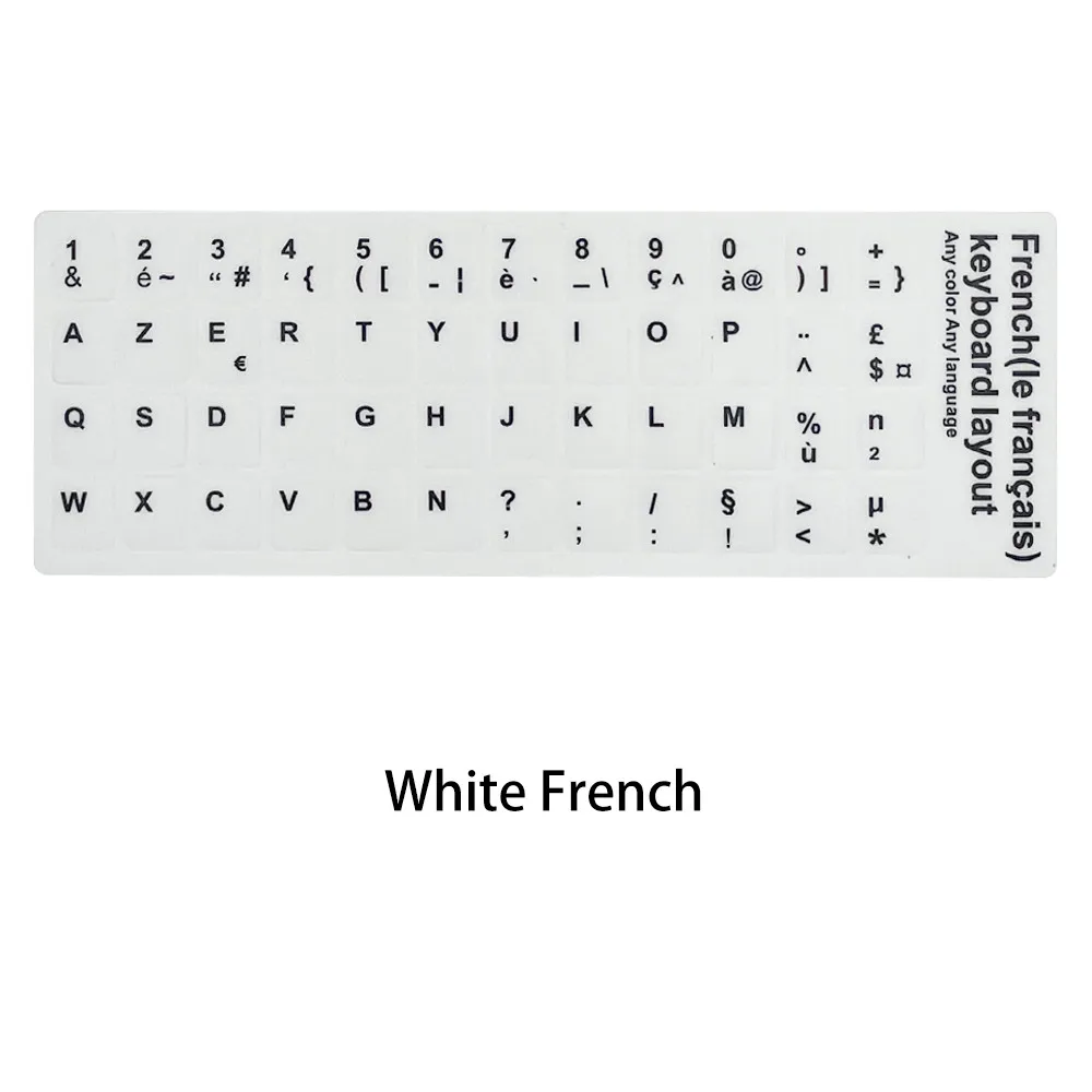 Pegatinas para teclado español, ruso, francés, inglés, árabe, portugués, hebreo, letras del alfabeto, diseño para ordenador portátil y de escritorio