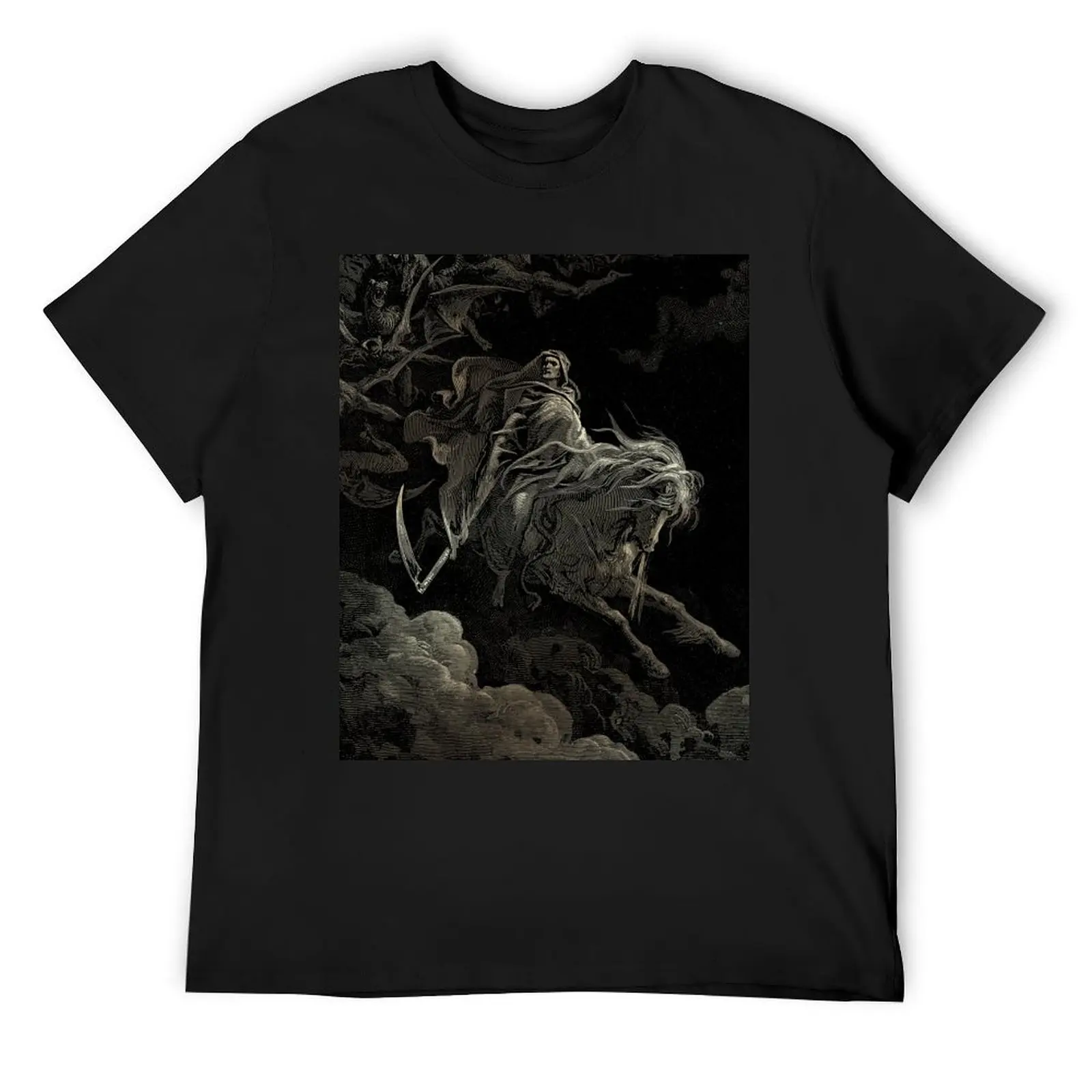 

Enhanced, High Res Gustave Doré Death on a Pale Horse 1865 Cream T-Shirt Aesthetic clothing tops tees t shirts for men pack