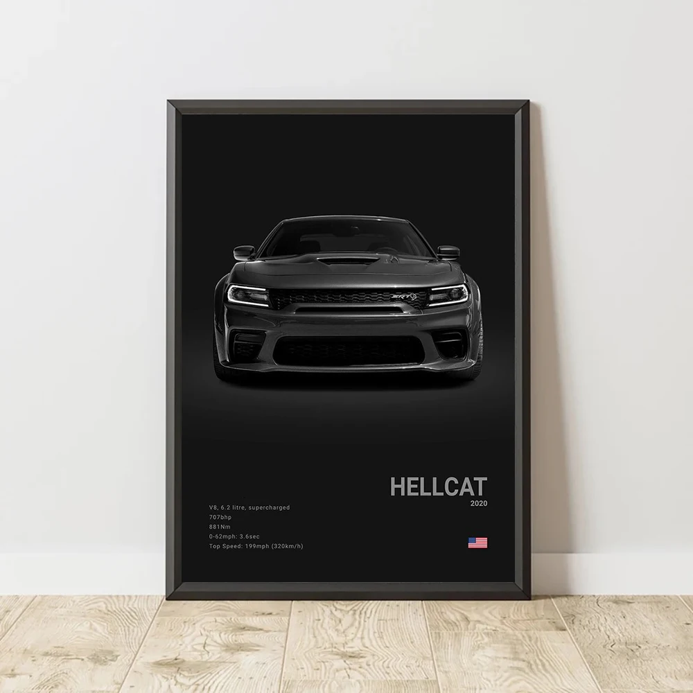 HELLCAT ACR قماش جدار الفن طباعة ملصق شيطان سيارة رياضية الديكور اللوحة الحديثة ديكور المنزل اللوحة سيارة عاشق هدية