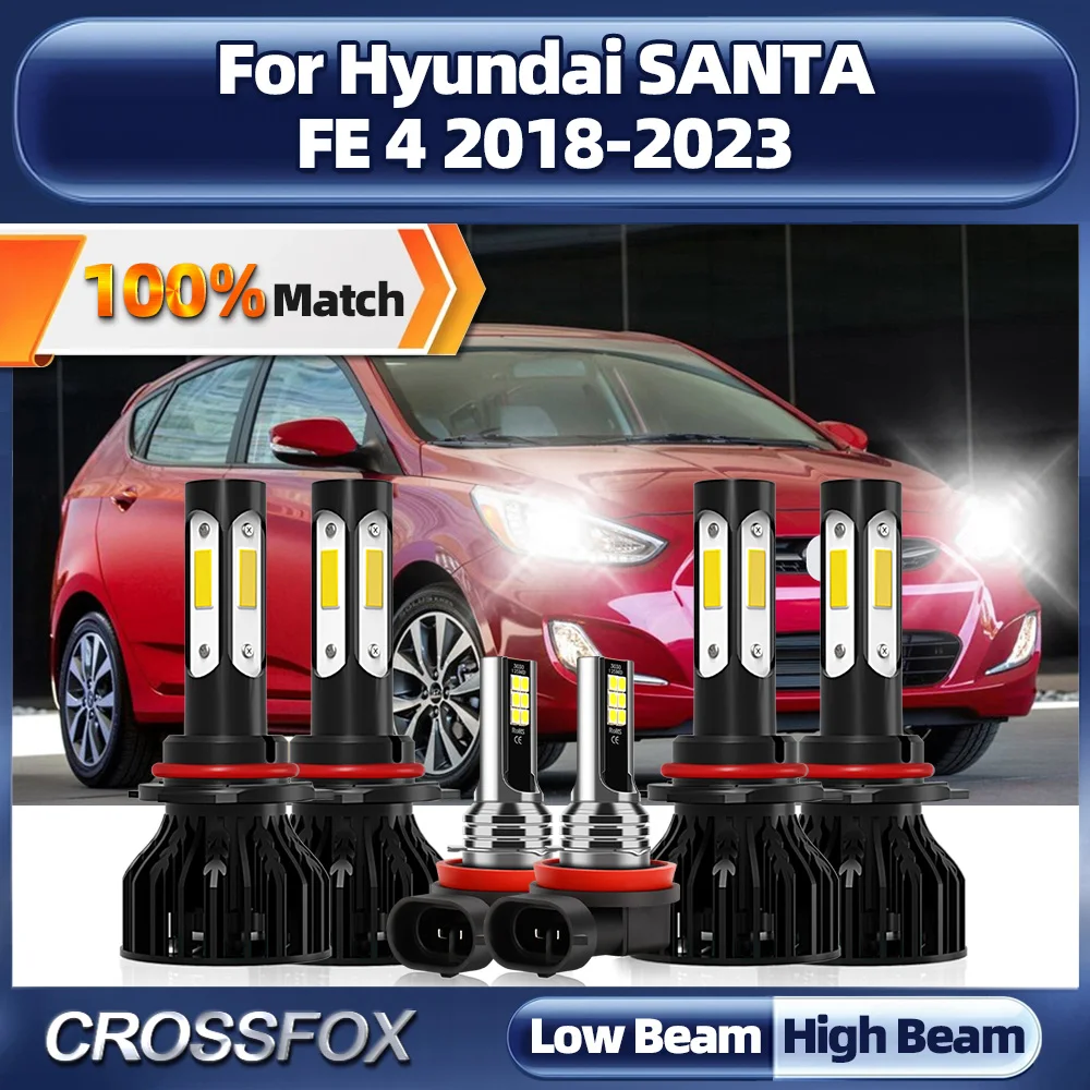 

LED Headlights Bulbs With Fan 60000LM High Power Auto Head Lamps 12V Fog Lights For Hyundai SANTA FE 4 2018-2020 2021 2022 2023