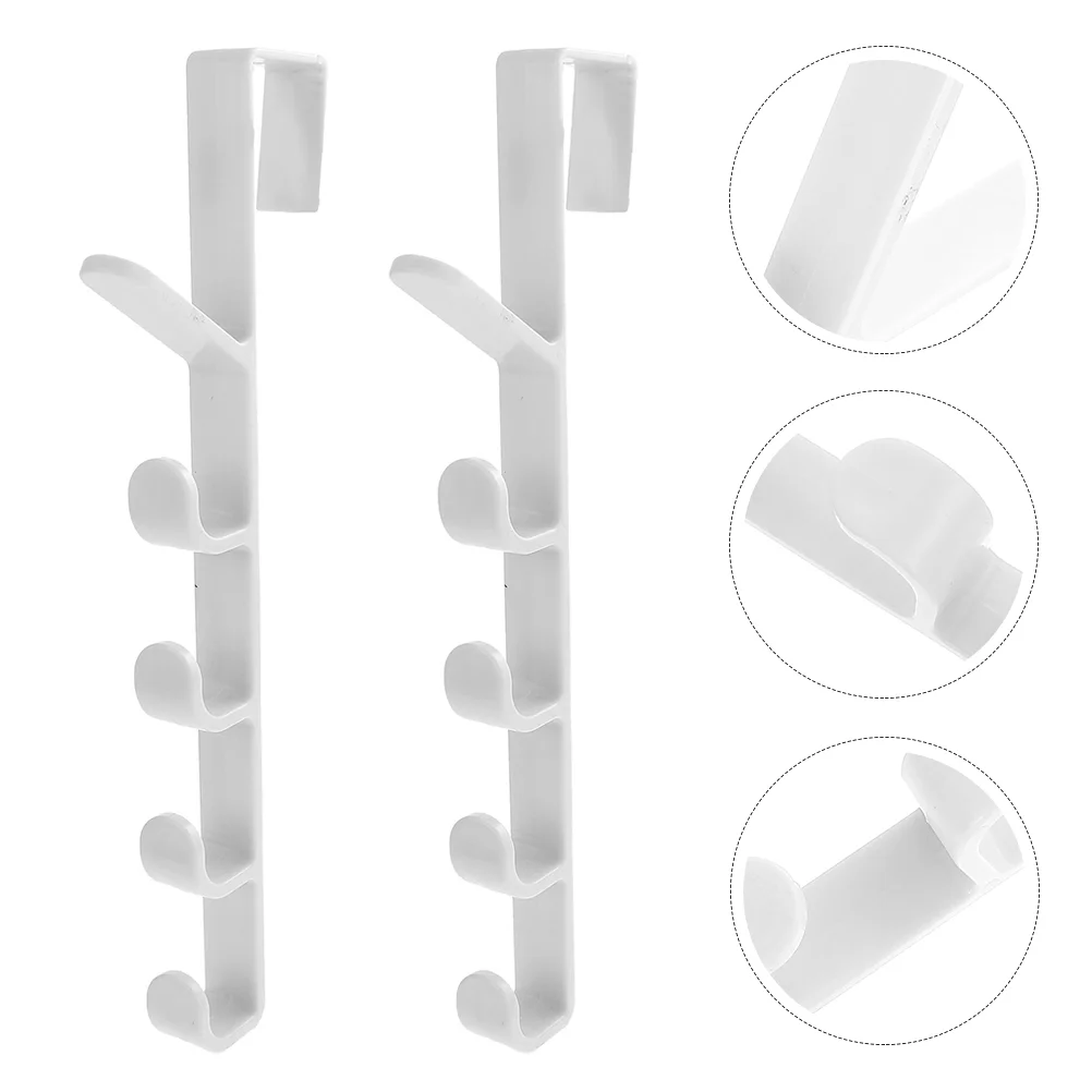 

2 Pcs Decor Transparent Hook over The Door Organizer Coat Hanger 285X38X2CM Nail-free White Household Hat