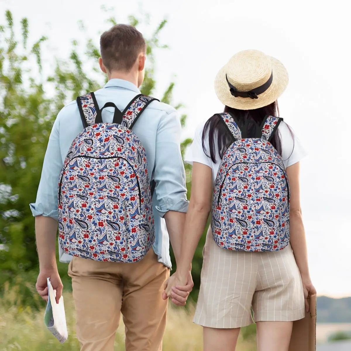 Tas ransel Paisley cantik untuk pria wanita remaja tas kerja pelajar pria tas kanvas Laptop tahan lama