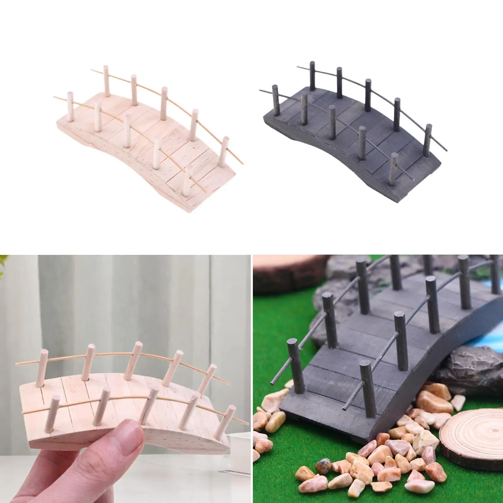 인형의 집 목재 아치형 다리 장식품 DIY 인형의 집 장식 아치형 목재