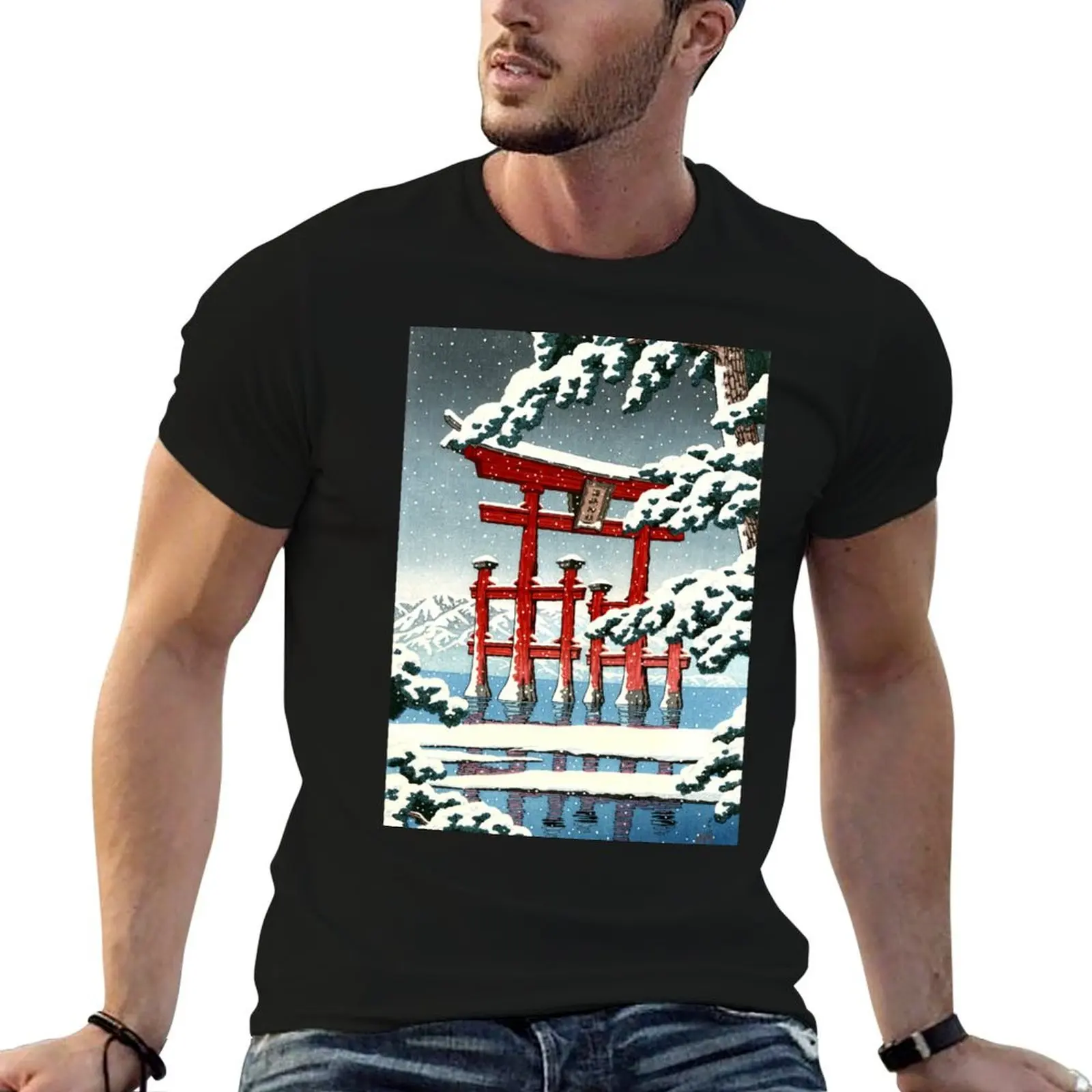 

Hasui Shrine man t g for t pack men T-Shirt man by The for shirts Miyajima cotton Kawase in Snow shirts