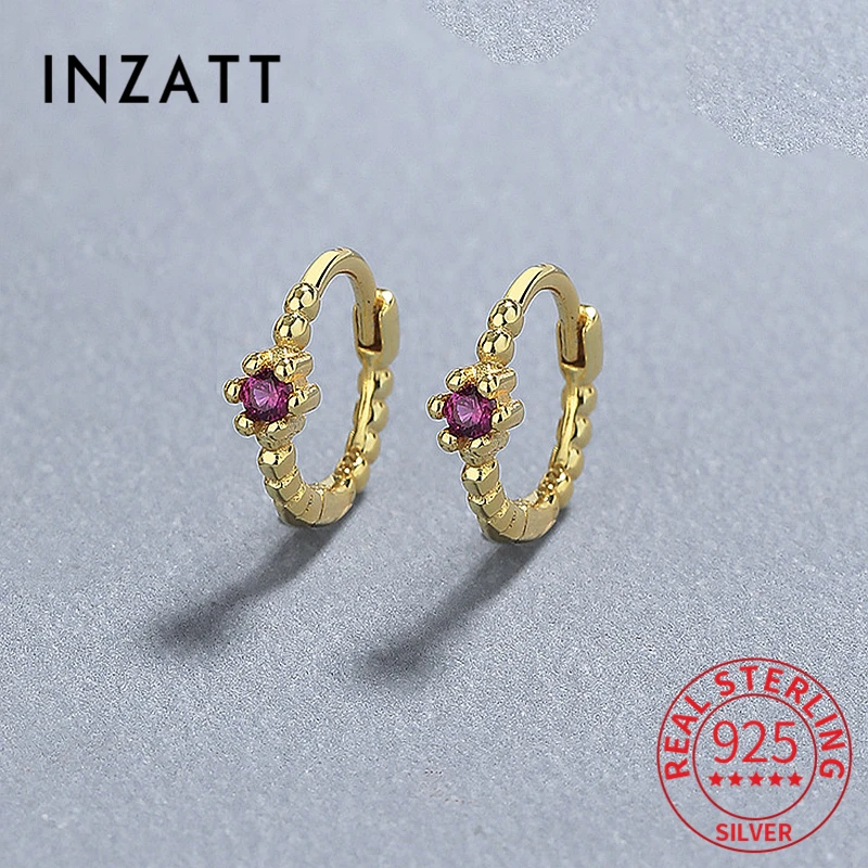 Inzatt Echte 925 Sterling Zilver Zirkoon Kraal Knuffels Oorringen Voor Vrouwen Klassieke Fijne Sieraden Minimalistische Accessoires Feest