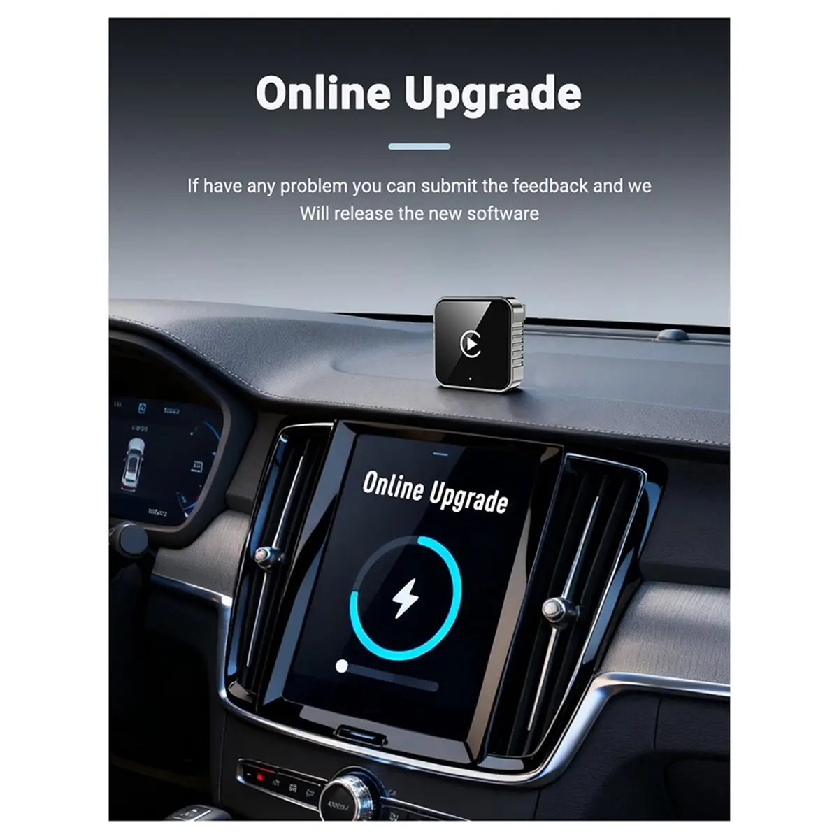 lucky 2 In1 Wired to Wireless Carplay for Android Auto Adapter for Car Stereo Usb Bluetooth Smart Box Plug and Play Silver