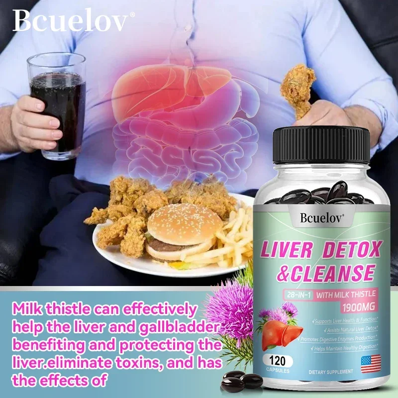 Fatty Liver Cleanse & Liver Detox Supplement - 28-in-1 for Men & Women To Support Liver Health & Boost Digestive Enzymes