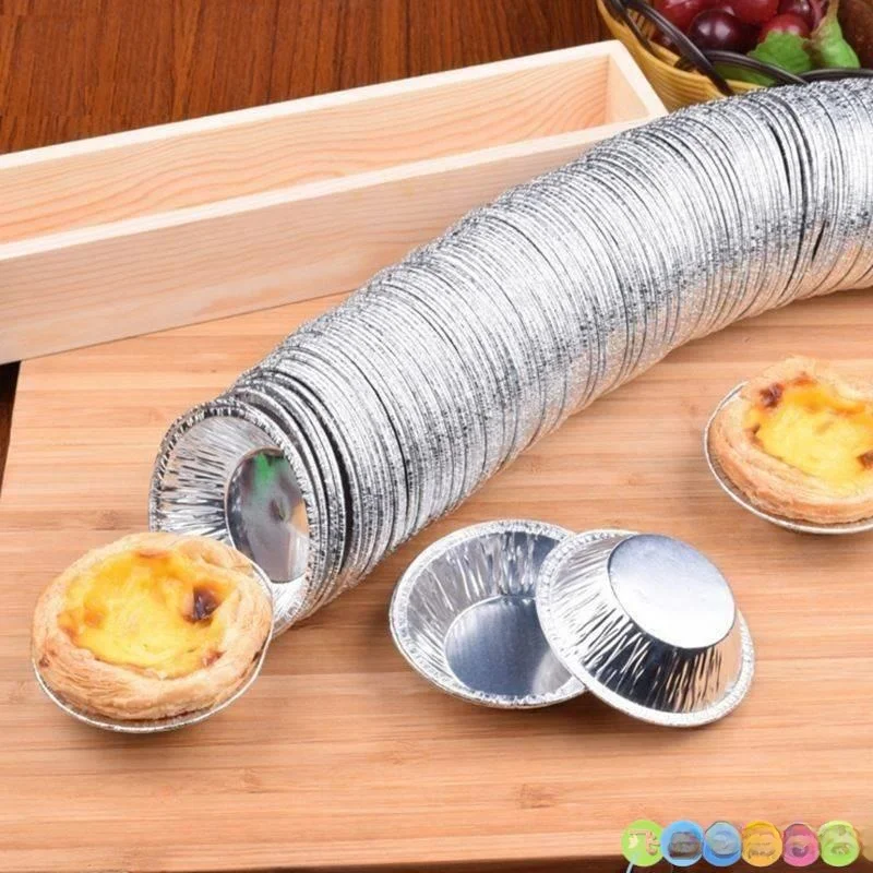 

Disposable Aluminum Foil Pastry Box Nine ids Egg Tart Tray 500 Pieces Office Equipment Office Use Baking DIY Tools