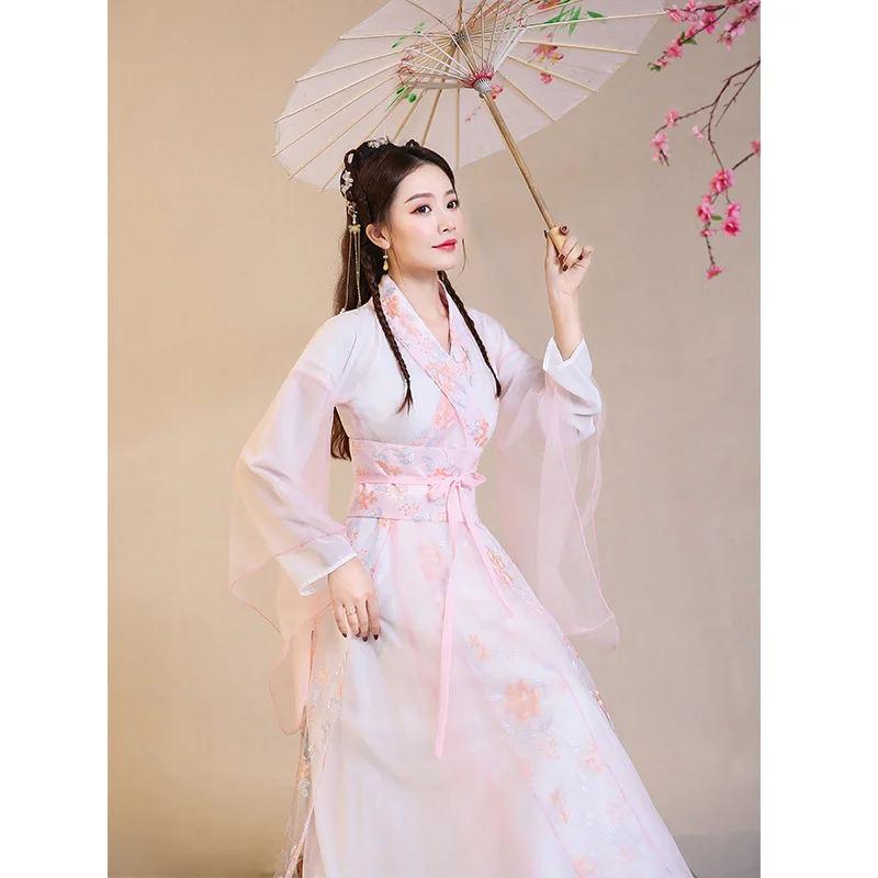 Women's Han Chinese Clothing Ancient Costume Student Style Jacket and Dress Performance Costumes