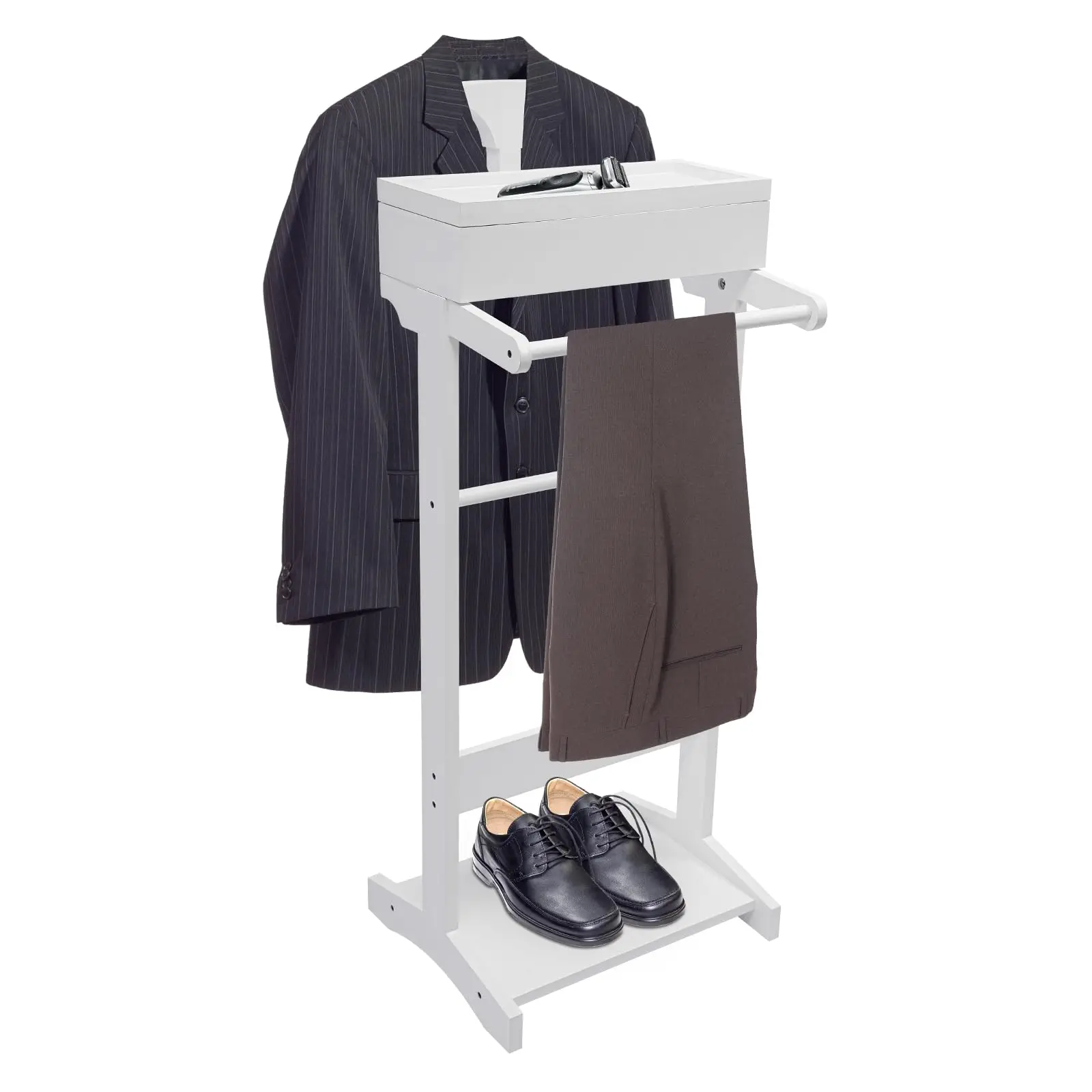 

Wood Suit Rack Suit Stand for Man and Women Clothes Valet Suit with Drawer Valet Stands Men Valet White Suit Valet for Entryway