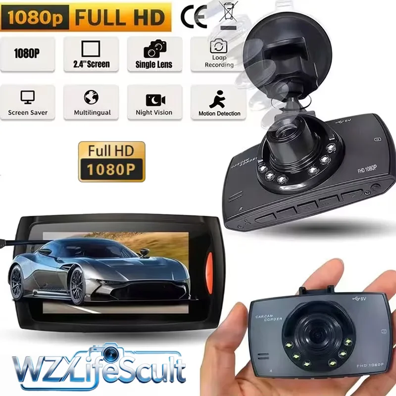 Single-Lens Dash Cam Comes with Infrared Night Vision, 1080P HD Resolution, Loop Recording, and a G-Sensor. It Also Supports 24-Hour Parking Monitoring.