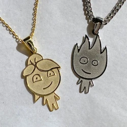 Niestandardowe słodkie Anime ogień chłopiec Gir naszyjnik kobiety mężczyźni ze stali nierdzewnej każdy postać z kreskówki dziecko rysunek naszyjnik biżuteria dla dzieci