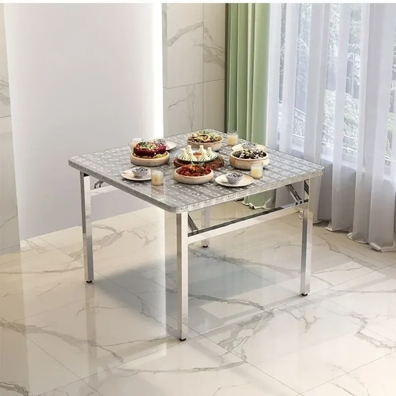# Multipurpose Stainless Steel Square Folding Table Extra Thick round Corner for Dining Barbecue Work Night Market Stall Kitchen