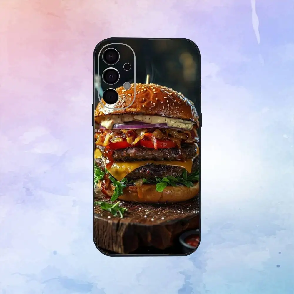 Вкусный, сочный большой гамбургерный чехол для телефона Samsung S25, S24, S21, S22, S23, S30, Ultra, S20, Plus, Fe, Lite, Note, 10,9,5G, черный чехол
