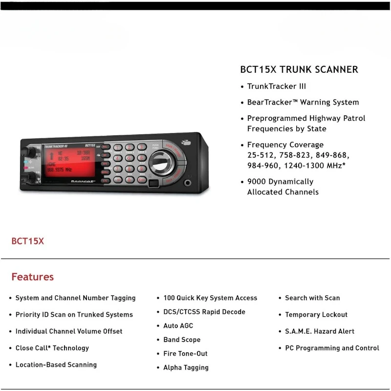 BearTracker Scanner (BCT15X) with 9,000 Channels, TrunkTracker III Technology, Close Call RF Capture Technology with Location