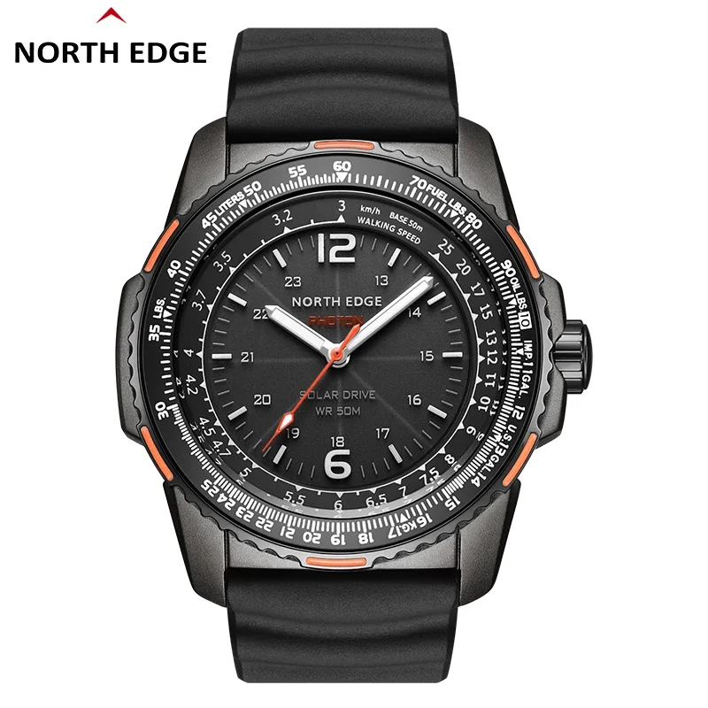 

NORTH EDGE PHOTON Waterproof 50M Men's Sport Wristwatches Men Digital Military Watch Solar Power Luminous Enviormentally Clock