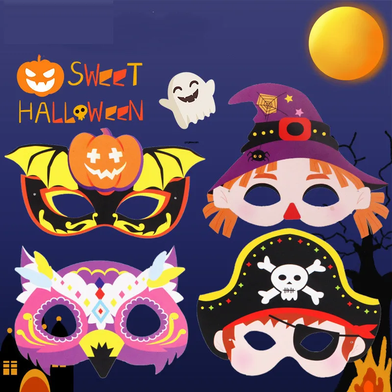 2 Chiếc Halloween Tự Làm Khẩu Trang Trẻ Em Hóa Trang Đồ Chơi Mẫu Giáo Thủ Công Sáng Tạo Thủ Công Hoạt Hình Hoa Văn Trang Trí Tiệc Tiếp Liệu