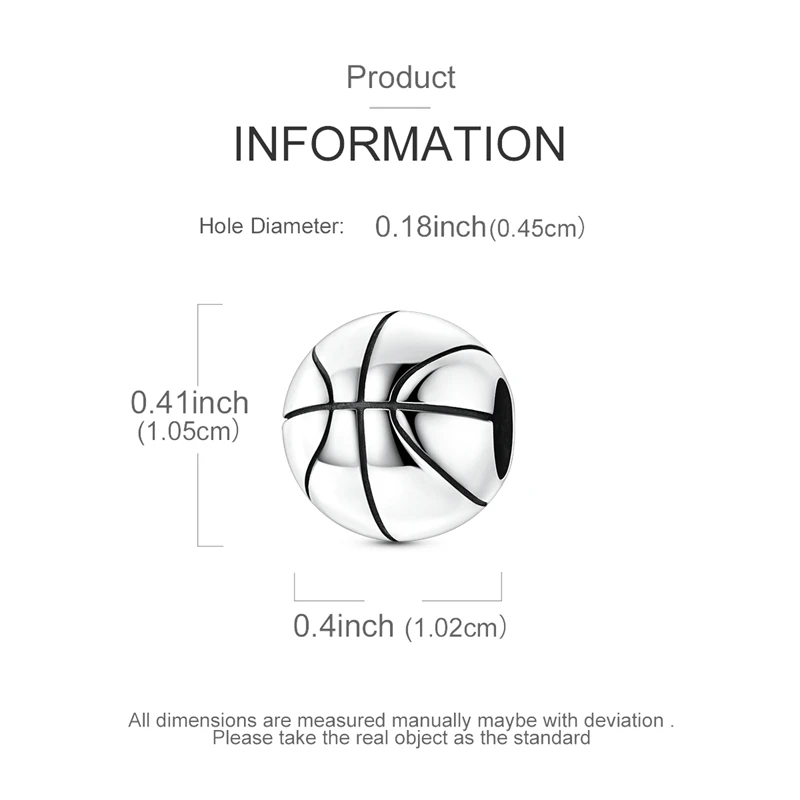 Charms Silver 925 Realistic Basketball Charms Beads Fit Bracelet DIY Jewelry Gift For Women view 5