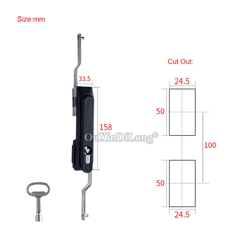 Imagem -02 - Máquinas Industriais Fechaduras Caixa de Distribuição Bloqueio com Haste Interruptor Gabinete Elétrico Fechaduras Porta Chassi Lock Mais Chaves Novo Peças Preto