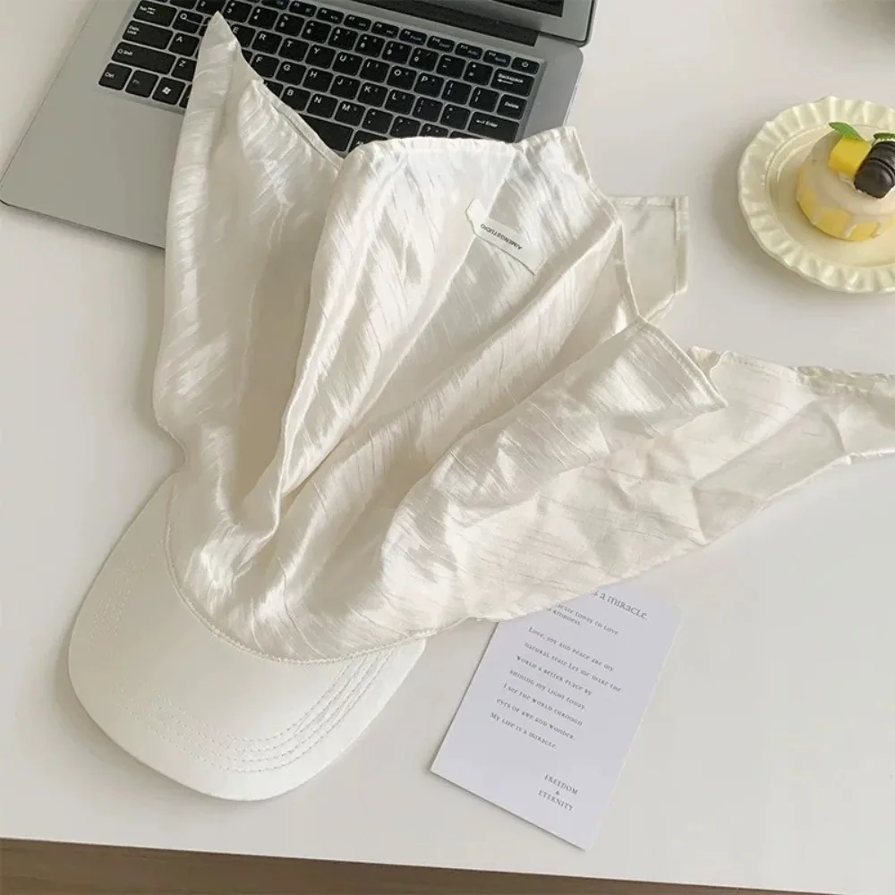 Gorra de Béisbol Versátil con Pañoleta de Satén, Estilo Y2K Hip Hop, Protección Solar, Gorra de Playa Plateada, Estilo Coreano, para Mujer
