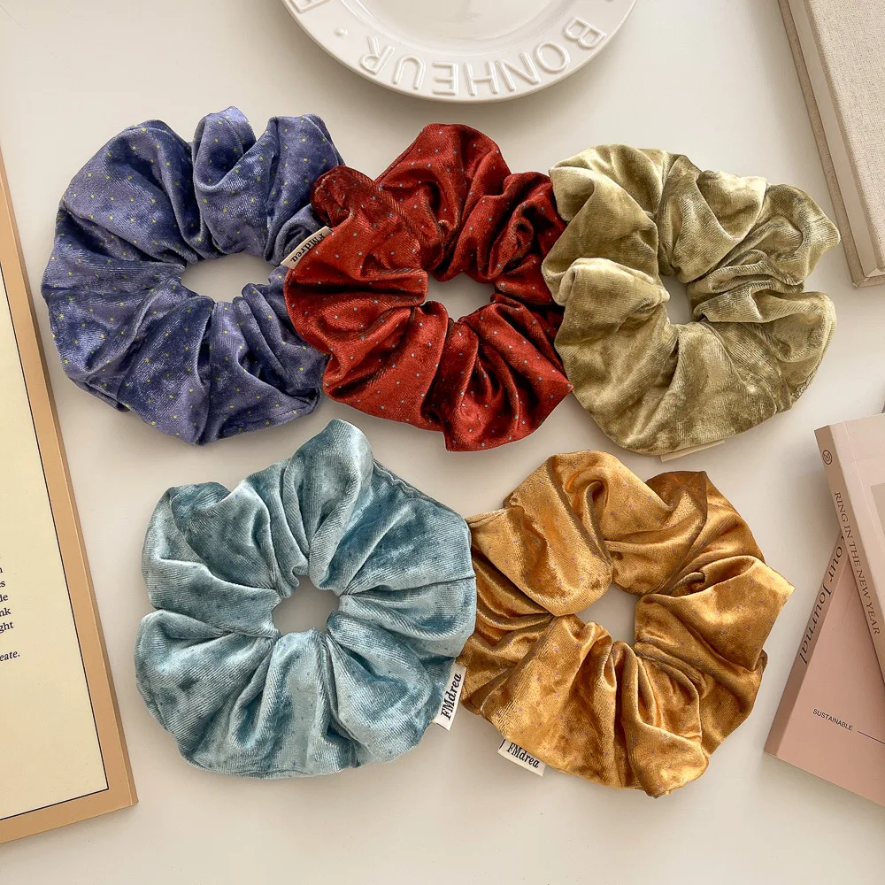 

Бархатные резинки для волос в горошек, эластичная резинка для волос, осенне-зимняя веревка для волос, держатель для хвоста, резинка, аксессуары для волос для девочек