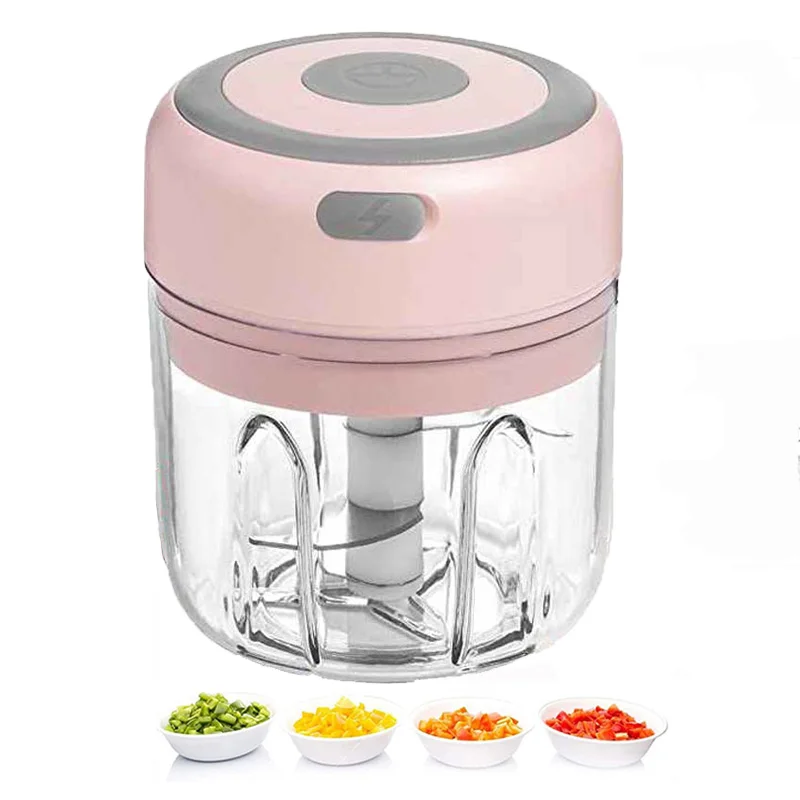 Electric Mini Garlic Chopper 250ml Wireless Portable Onion Chopper Mini Chopper Food Processor For Pepper Chili Vegetable Nuts