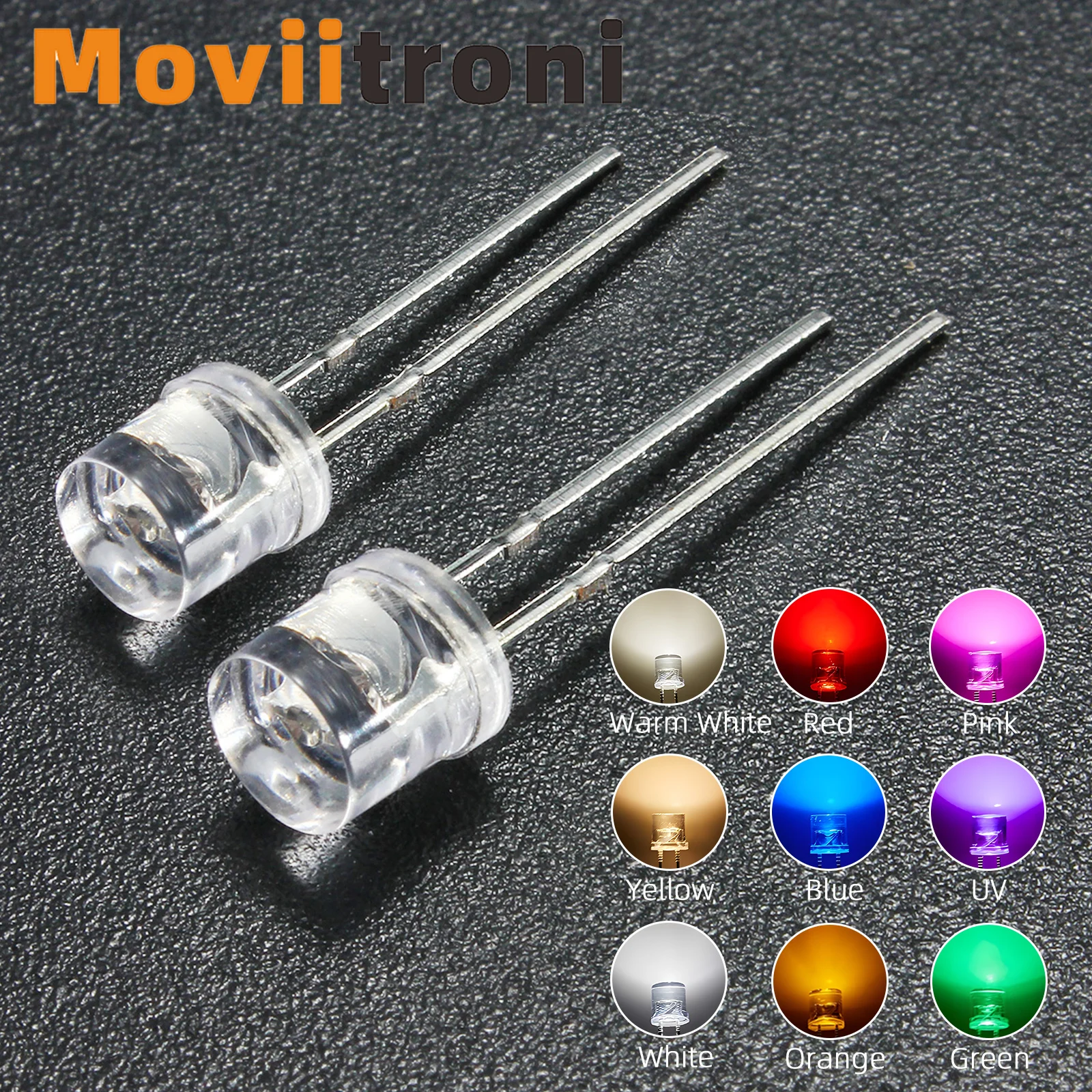 50Pcs 5mm Flat Top LED Diode 9 Colors Lights Bright Bulb Lamps Electronics Components Indicator Light Emitting Diodes