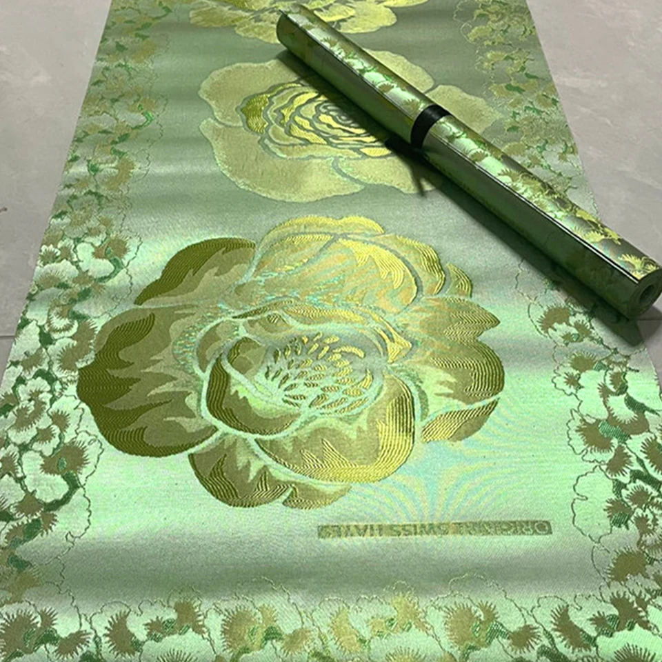 

3D Floral Embroidery African Gele - 2PC Luxury Green Nigerian Sego Headtie, Traditional Wedding Headwrap Fabric 48x230cm TX-4-11