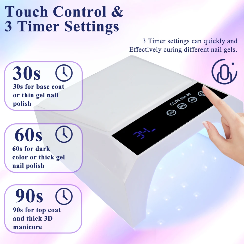 Rechargeable UV LED Nail Lamp 42 LED Gel Polish Nail Dryer with PU Hand Pillow Nail Art Manicure Tools For Home And Salon