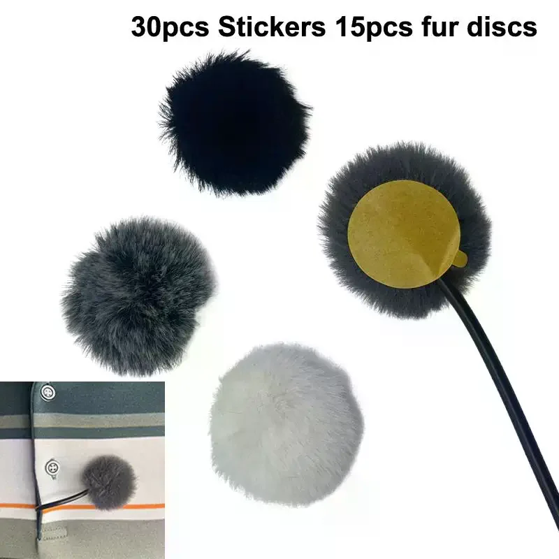 1Set Reusable Furry Soft Covers With Sticker That Provide A Shield Against The Wind For Lavalier Mics