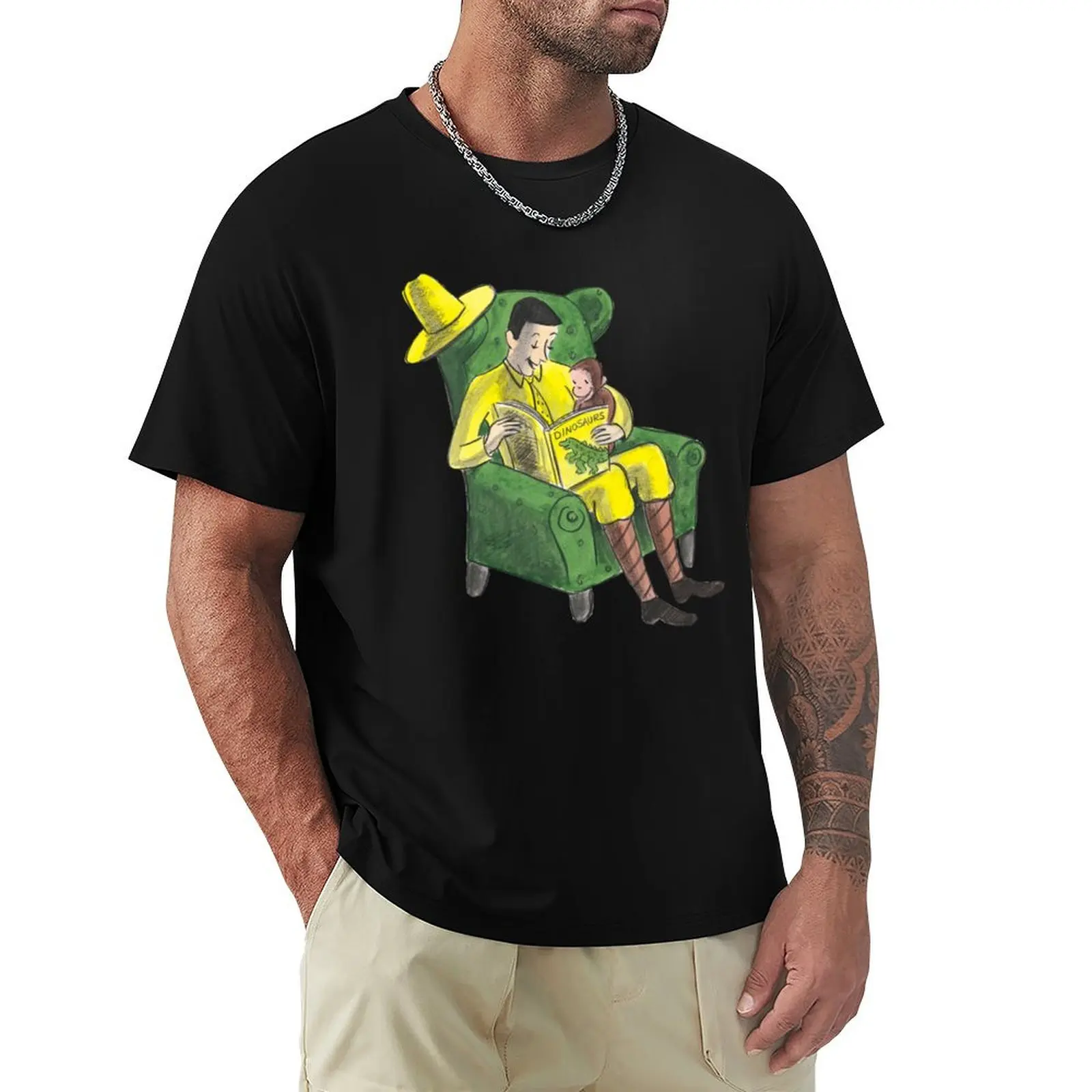 Curious George and the man with the big yellow hat T-Shirt anime t shirts oversize T-Shirt