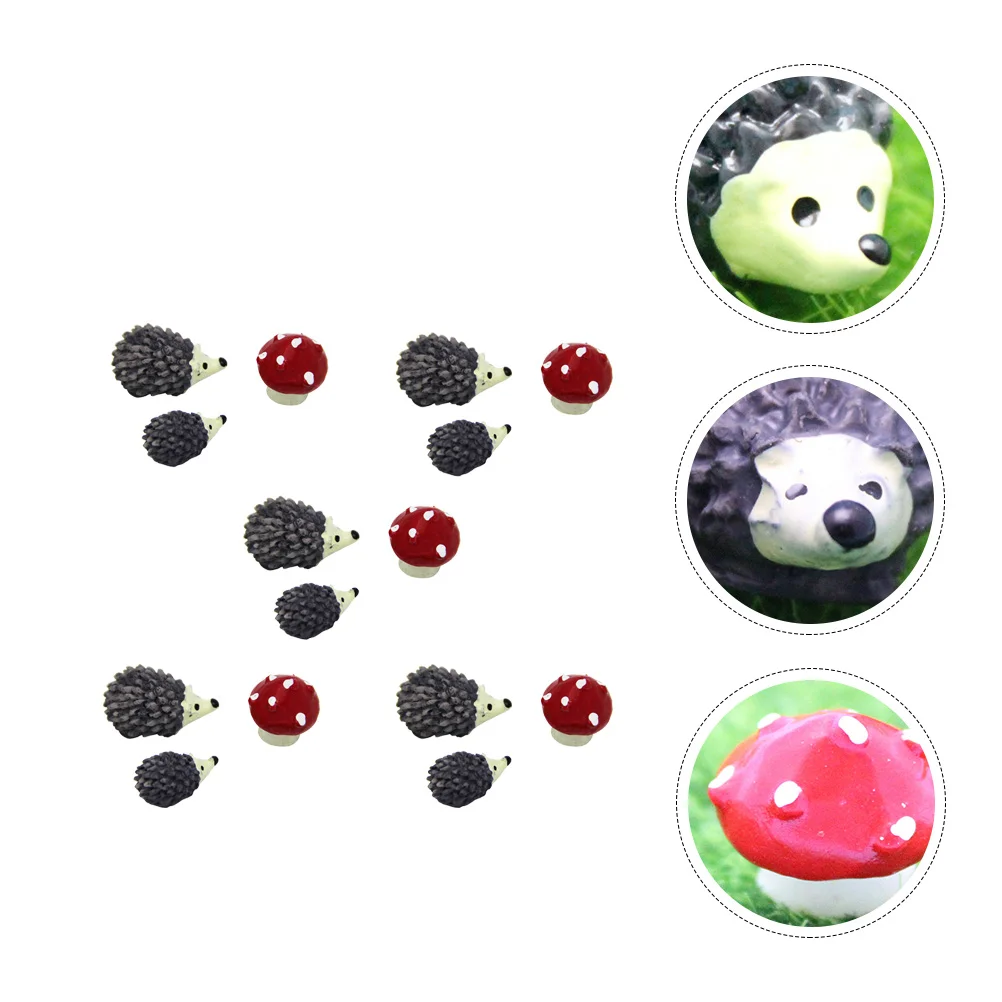 

15Pcs Resin Succulent Decor Mini Garden Ornament Hedgehog Landscape for Dollhouse Terrarium Planter Scene Indoor Outdoor Display