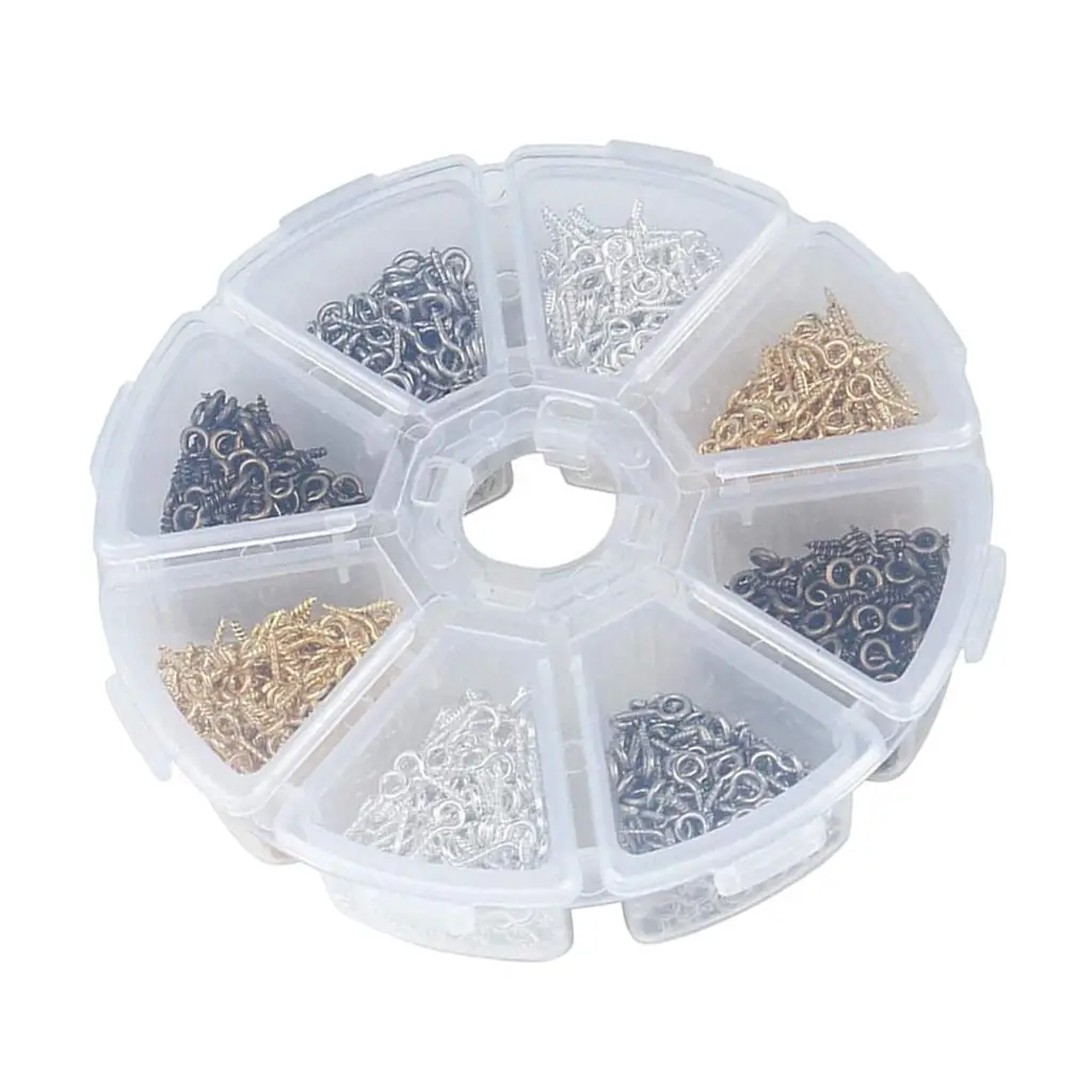 800pcs Assorted Screw Eye Pin Hooks Threaded Eyelets DIY Craft Supplies